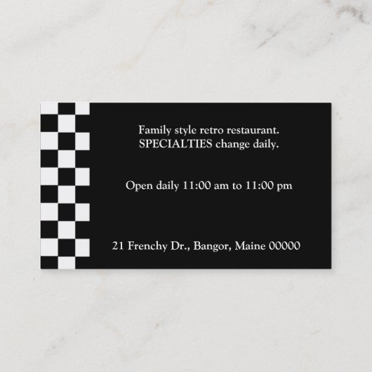 レトロダイナー名刺 名刺 (裏面)