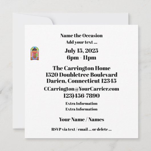 レトロダイナー50台 招待状 (裏面)