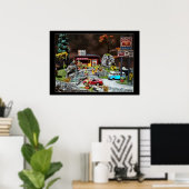 レトロダイナー、50の道端ミニチュアダイナージオラマ ポスター (ホームオフィス)