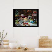 レトロダイナー、50の道端ミニチュアダイナージオラマ ポスター (キッチン)