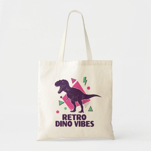 レトロダイノビブラ – 80年代風T-Rex トートバッグ (正面)