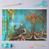 レトロダイバーメタルダイビングスーツタコデクページ 薄葉紙 (クラフト)