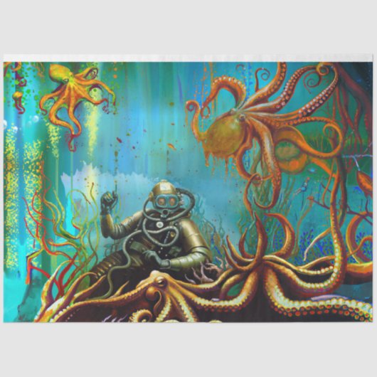 レトロダイバーメタルダイビングスーツタコデクページ 薄葉紙 (正面)