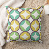 レトロダイヤモンドインサークルパターンブルーグリーン金ゴールド クッション (ブランケット)