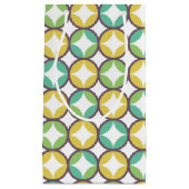 レトロダイヤモンドインサークルパターンブルーグリーン金ゴールド スモールペーパーバッグ (正面)