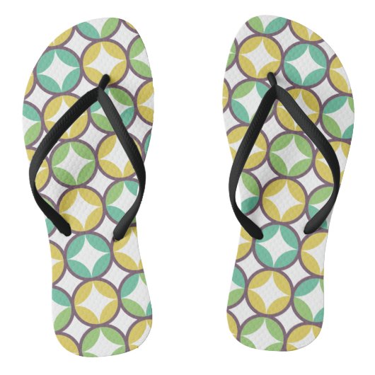 レトロダイヤモンドインサークルパターンブルーグリーン金ゴールド ビーチサンダル (ソール)