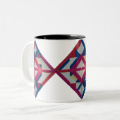 レトロダイヤモンドジオメはっきりしたトリ – カラフル ツートーンマグカップ (正面左)