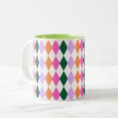 レトロダイヤモンドパタカラフルーン中世紀モダン ツートーンマグカップ (正面左)