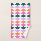 レトロダイヤモンドパタカラフルーン中世紀モダン バスタオルセット (ハンドタオル)