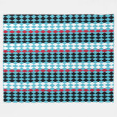 レトロダイヤモンドレッド、ホワイト、ブラックミッドセンチュリーモダン フリースブランケット (正面(横))