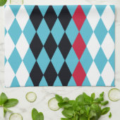 レトロダイヤモンド赤、白、黒 キッチンタオル (折り畳み)