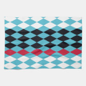 レトロダイヤモンド赤、白、黒 キッチンタオル (横)