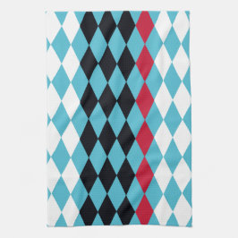 レトロダイヤモンド赤、白、黒 キッチンタオル