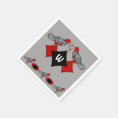 レトロダイヤモンド、鳥およびハートワーム_モノグラムの スタンダードカクテルナプキン (角)