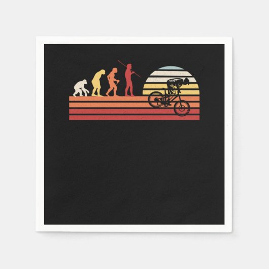 レトロダウンヒルマウンテンバイクヴィンテージMTBバイクもしくは自転車に乗る人 スタンダードカクテルナプキン (正面)