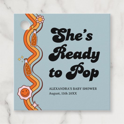 レトロダスティブルーのGroovy Shes Ready to Pop フェイバータグ (正面)