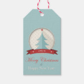レトロダスティブルークリスマスツリー切り出し ギフトタグ (正面)