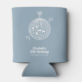 レトロダスティブルーディスコボール誕生日 パーソナライズされた 缶クーラー (裏面)