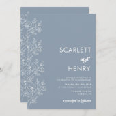 レトロダスティブルーミニマル結婚式招待状 招待状 (正面/裏面)