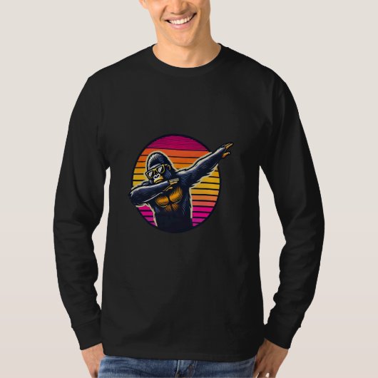 レトロダブ踊りゴリラモンキーサングラスM Tシャツ (正面)