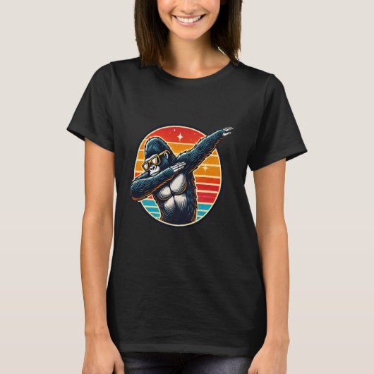 レトロダブ踊りゴリラモンキーサングラスM Tシャツ (正面)