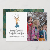 レトロダマスクトナディースクリスマスファミリーフォト シーズンカード (正面/裏面)