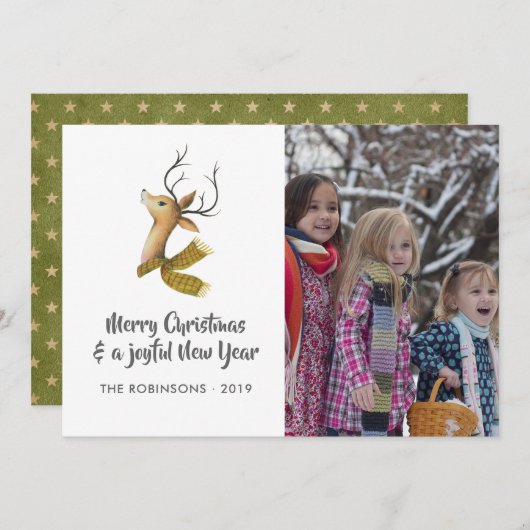 レトロダマスクトナディースクリスマスファミリーフォト シーズンカード (正面/裏面)