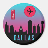 レトロダラスシティテキサス州スカイラインシティスケープ マグネット (正面)