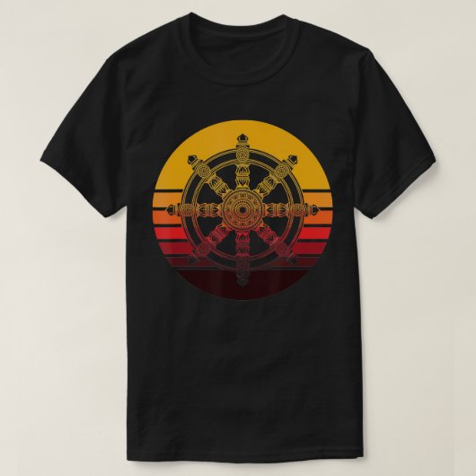 レトロダルマチャクラヒンズー語サンスクリット仏法 Tシャツ (デザイン正面)