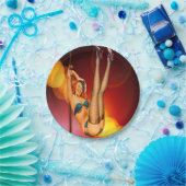 レトロダンスエンターテイナーパーティー紙プレート ペーパープレート (パーティー)