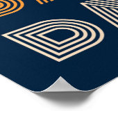 レトロダンスタイポグラフィブルーオレンジポスター ポスター (角)