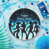 レトロダンスパーティーティール（緑がかった色） ペーパープレート (パーティー)