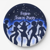 レトロダンスパーティーブルー ペーパープレート (正面)