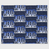 レトロダンスパーティーブルー ラッピングペーパー (フラット)