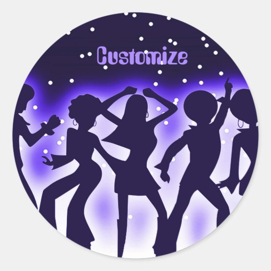 レトロダンスパーティー紫 ラウンドシール (正面)