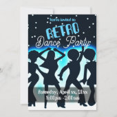 レトロダンスパーティー ティール 招待状 (正面)