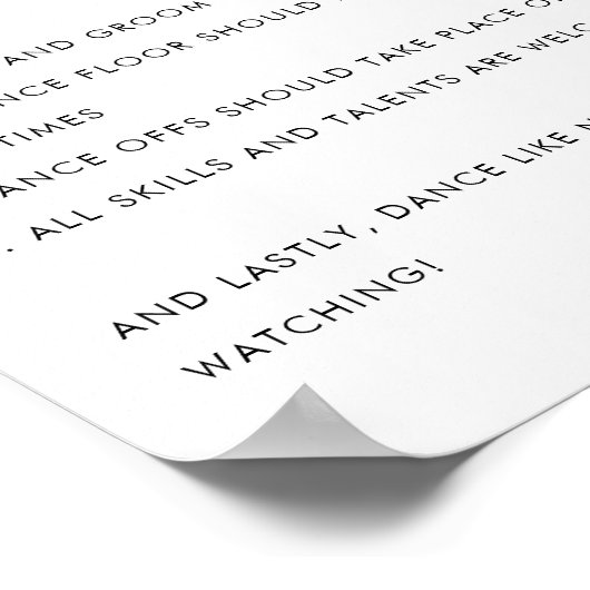 レトロダンスフロアルール結婚ミニマルのサイン ポスター (角)