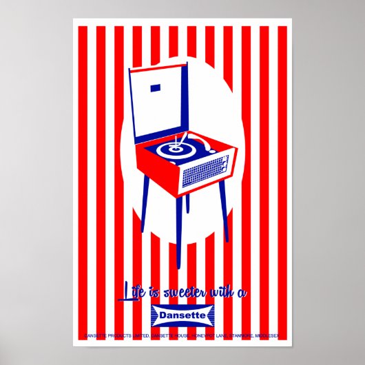 レトロダンセッテのレコードポップ・アートのプレーヤーのアートポスター ポスター (正面)