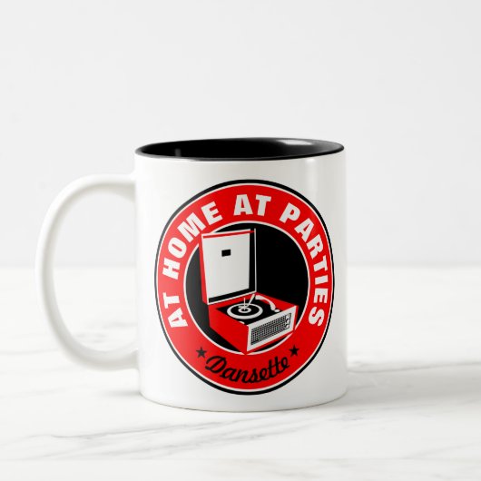 レトロダンゼットバミューダのレコードプレーヤーCoffee Mug ツートーンマグカップ (左)