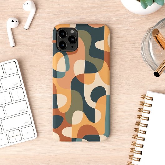 レトロダークカラーの不定形形状アートパターン Case-Mate iPhoneケース