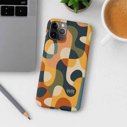 レトロダークカラーの不定形形状アートパターン Case-Mate iPhoneケース