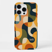 レトロダークカラー不定形形状アートパターン iPhoneケース (裏面)
