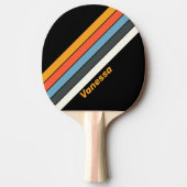 レトロダークストライプのレインボー 卓球ラケット (正面)