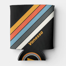 レトロダークストライプのレインボー 缶クーラー