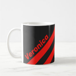 レトロダークスリーストライプネーム入り コーヒーマグカップ