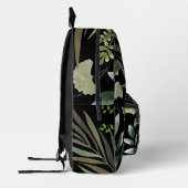レトロダークセージフローラファーンボタニカルリーフ プリントバックパック (左)