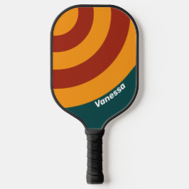 レトロダークティールスプラッシュサークルストライプ 名入れ ピックルボールラケット