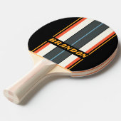 レトロダークレインボーストライプボード名 卓球ラケット (正面アングル)