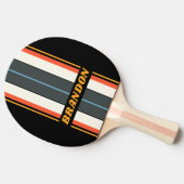 レトロダークレインボーストライプボード名 卓球ラケット (横)