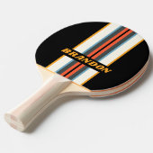レトロダークレインボーストライプラリー名 卓球ラケット (正面アングル)